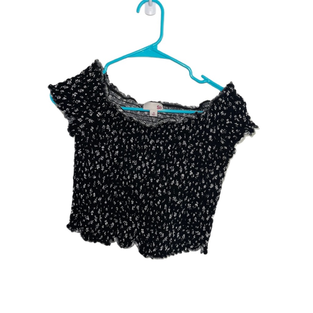 Black and white floral cropped blouse -SO by kohl’s